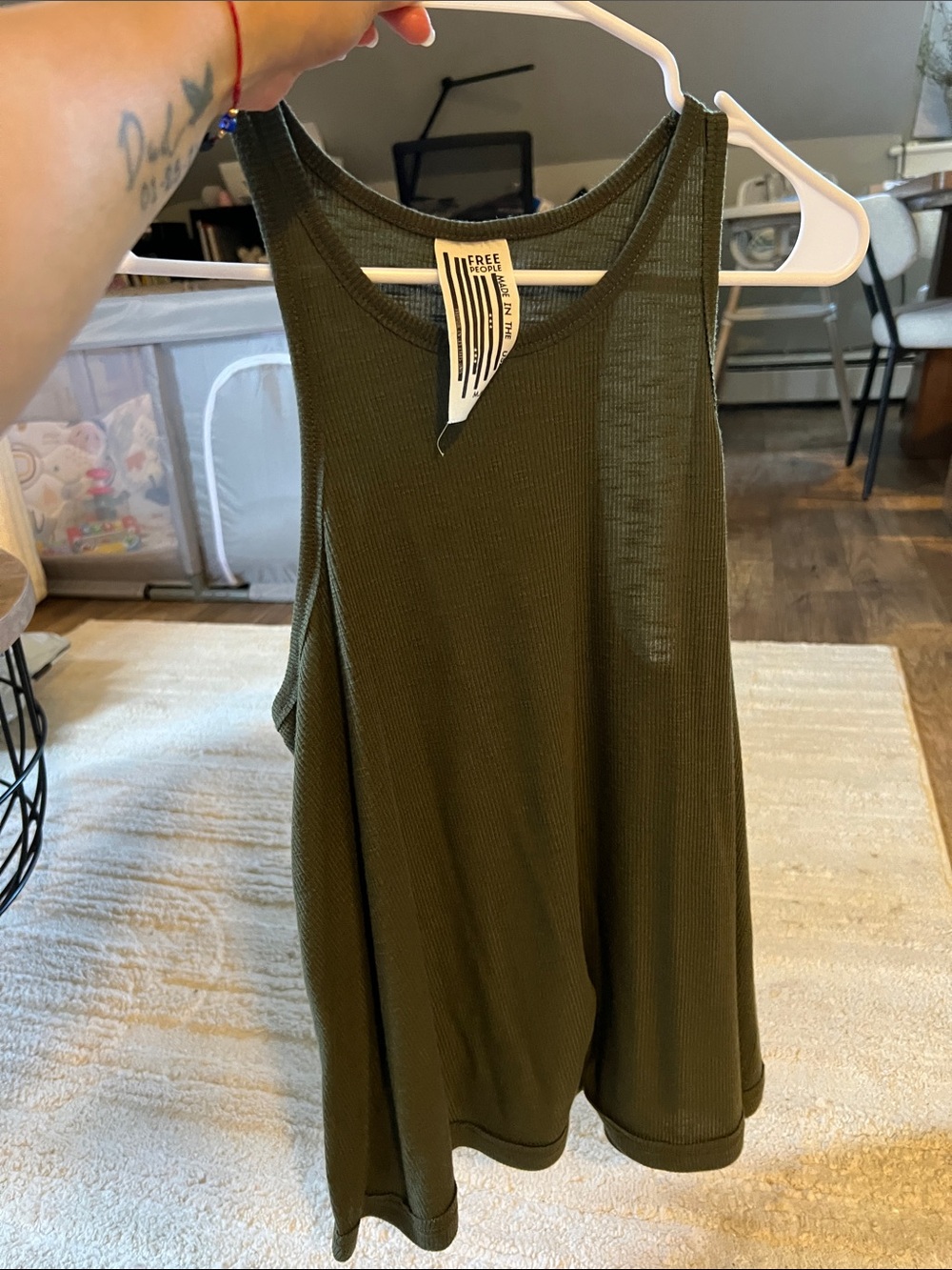 Free People Olive Green Ribbed Tank